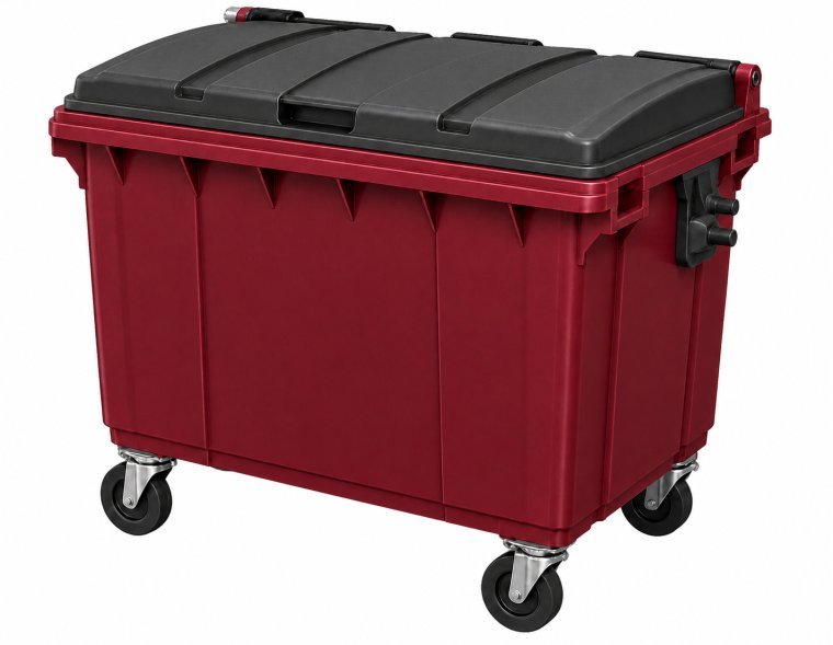 Kärl på 660 liter med fyra hjul