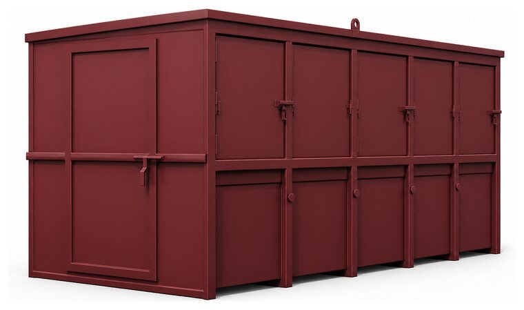Täckt container på 14 kubikmeter