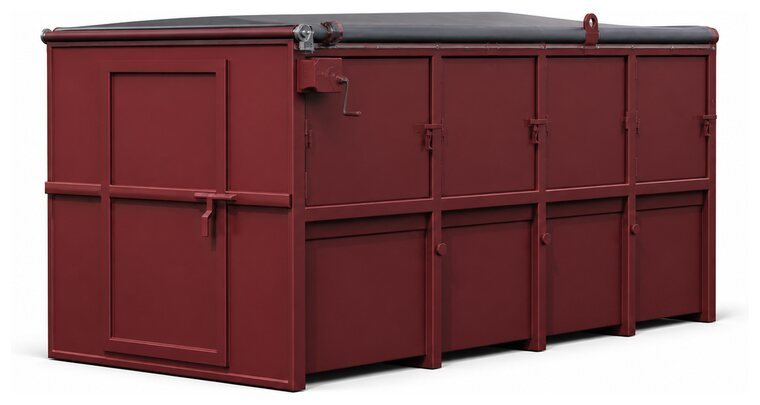Täckt container på 16 kubikmeter