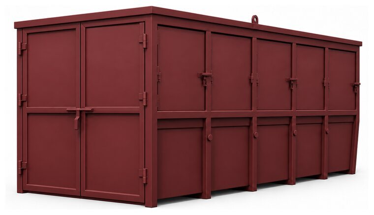 Täckt container på 16 kubikmeter med bakdörrar